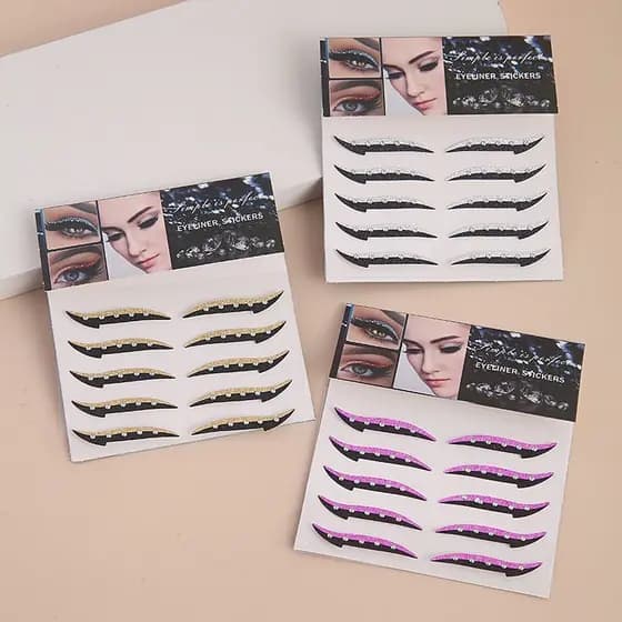 Kit com 4 pares delineador adesivo original - reutilizável com cola de cílios