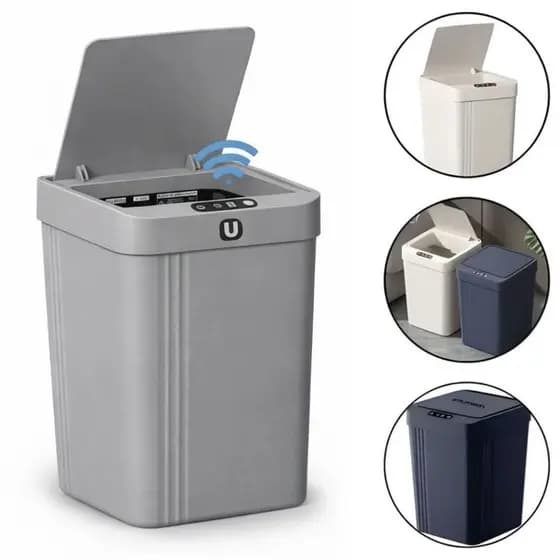 Lixeira Inteligente Starmega 13L Sensor Automática Minimalista Preta Branca Banheiro Cozinha