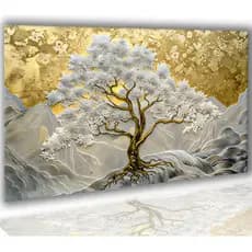 Quadros Decorativos Grande Sala 112x80 Arvore Da Vida Flores
