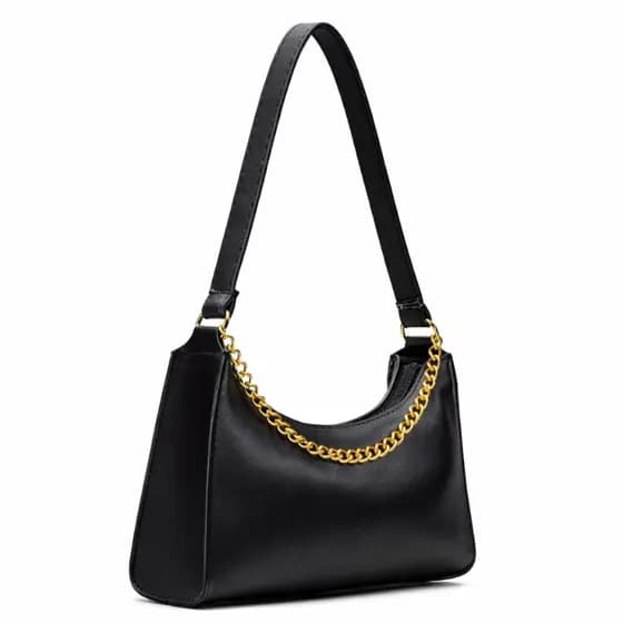 Bolsa Feminina Baguete Corrente de Ombro de Lado Pequena Caramelo Marrom