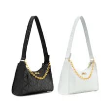 KIT BOLSAS FEMININAS 2 BAGUETES BORDADAS DE OMBRO DE MÃO DE LADO CORRENTE