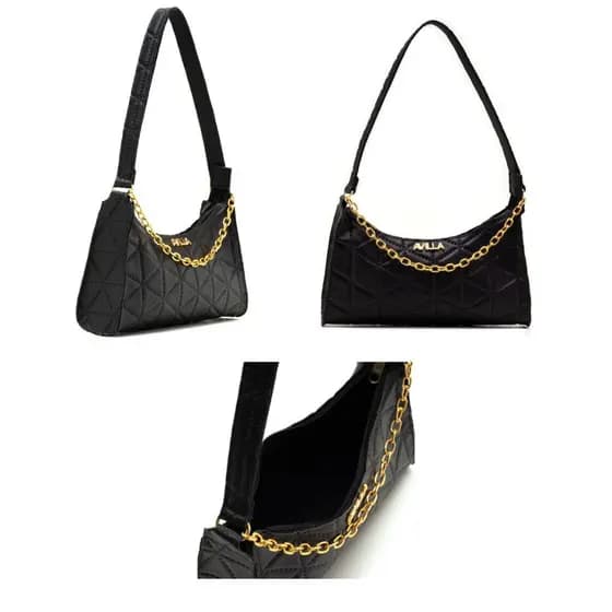BOLSA FEMININA BAGUETE BORDADA PEQUENA DE OMBRO DE LADO CORRENTE