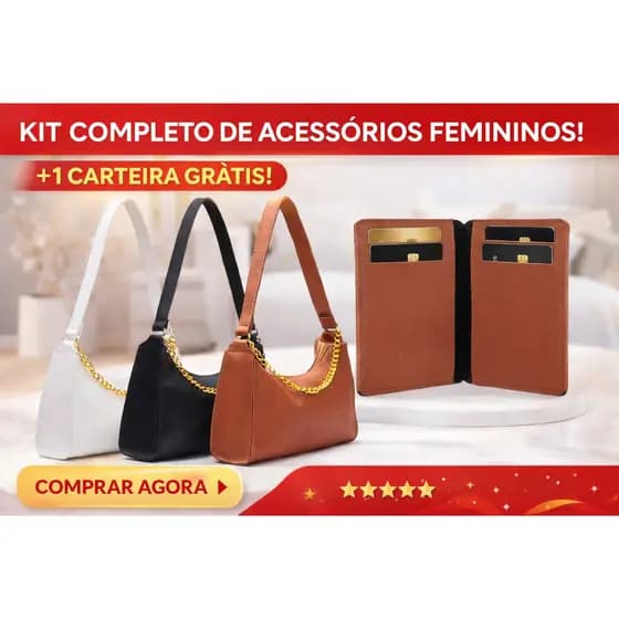 KIT 3 BOLSAS BAGUETE FEMININA + 1 CARTEIRA PARA CARTÃO DE OMBRO E DE MÃO