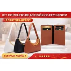 KIT 3 BOLSAS BAGUETE FEMININA + 1 CARTEIRA PARA CARTÃO DE OMBRO E DE MÃO