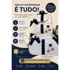 KIT BOLSA MATERNIDADE  ASTRONAUTA 👩‍🚀 🚀AZUL MARINHO - 02 PEÇAS GRANDE ESPAÇOSA MAMAE ENXOVAL IMPERMEAVEL
