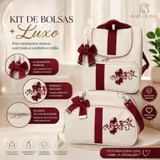 Kit Bolsa Maternidade 02 Peças Grande Bebê Prática e Moderna Enxoval Mamãe - Bordô