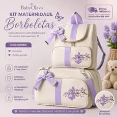 Bolsa Maternidade Kit 2 Peças Bebê Grande Impermeável Enxoval Mamãe-Lilás Galho Menina