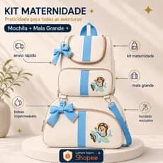 KIT BOLSA MATERNIDADE URSINHO AVIADOR- 02 PEÇAS AZUL BEBE GRANDE ESPAÇOSA IMPERMEÁVEL LINDA MENINO AVIÃO