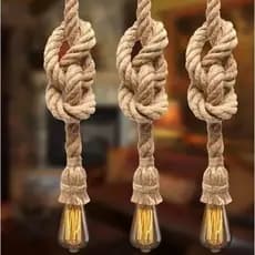 Pendente Corda Sisal Retro Individual Simples E27 Bivolt 1M