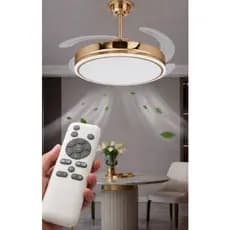 Ventilador De Teto Dourado Com Iluminação Led E27 3 Cores Velocidade De Vento Ajustável Com Controle Remoto -TL-FS