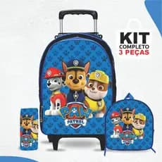 Kit mochila escolar Patrulha canina com lancheira e Estojo - com Rodinhas - Menino -Masculino
