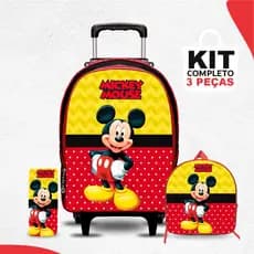 kit mochila escolar Mkey com lancheira e Estojo - Carrinho com Rodinhas - Menino - Masculino