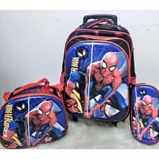 Kit Mochila 3D Rodinhas Infantil Grande com Lancheira  e Estojo Personagens Menino