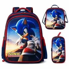 Kit Mochila Escolar 3D Infantil com Lancheira e Estojo Menino