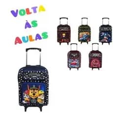 Mochila Escolar Infantil Grande Rodinha Personagens Menino
