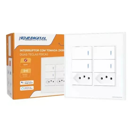 Interruptor Inteligente Zigbee 4 Fisica 2 Tomada NovaDigital
