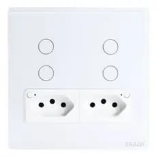 Interruptor Wi-fi Inteligente 4 Botões  e 2 Tomada  Ekaza