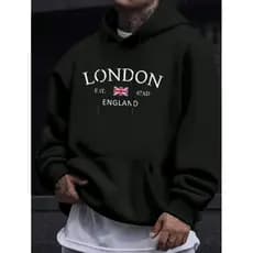 Moletom Masculino London england de frio Com Capuz Modelo Canguru