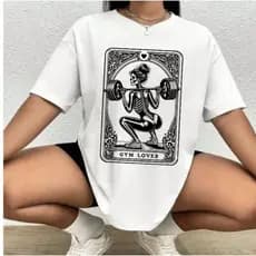 Camisa Feminina Academia Treino Lançamento 100% algodao Gyn-esqueleto