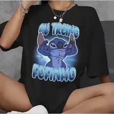 Camisa stitch Feminina Treino Fofinho academia Treino 100% Algodao