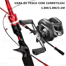 Carretilha  1.8M Vara De Pesca Vara Fibra Carbono Pesca Kit   Alta Velocidade 5.2 : 1 Relação Engrenagem Max Drag 30KG
