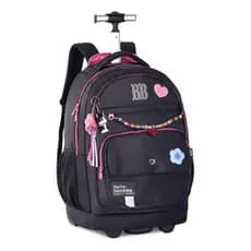 Mochila Rodinhas Escolar Meninas Rebecca Bonbon Premium Cor Preto