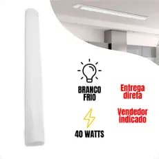 Kit 10 Luminária Linear 1m 40W Led Slim Bivolt Branco Frio 6500K Tubular Uso Residencial Comercial