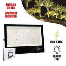Refletor Led 1000W Led IP67 Branco Frio 6500K Bivolt Holofote Projetor Iluminação Externa Galpão