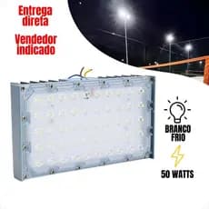 REFLETOR PROJETOR LED 50W BRANCO FRIO 6500K IP66 MODULAR BIVOLT CAMPO JARDIM