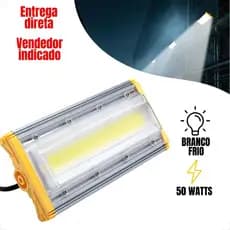 REFLETOR 50W PROJETOR LED LINEAR BRANCO FRIO 6500K IP66 ECONOMICO