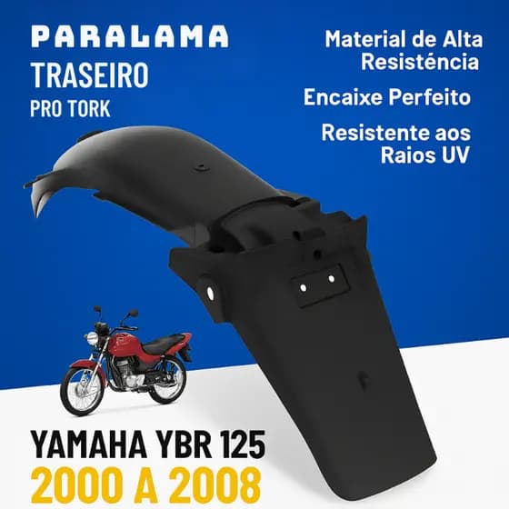 Paralama Traseiro Pro Tork Yamaha YBR 125 2000 a 2008 - Preto - Alta Resistência UV