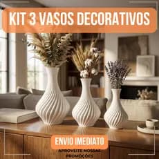 Kit 1, 2 ou 3 Vasos Decorativos Espiral Moderno Sala Mesa Decoração Minimalista Luxo planta artificial