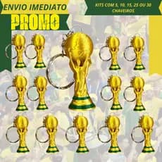 KIT Chaveiro Miniatura Taça Copa do Mundo FIFA Impressão 3D Futebol Troféu Seleção Brasileira