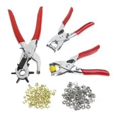 3 Alicates Vazador 6 Medidas Aplicador Ilhós + Aplicador de Botão Metal + Furador
