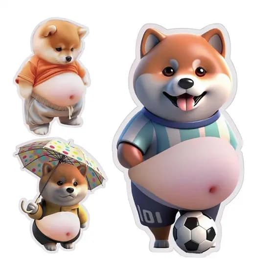 3D SHIBA Inu SQUISHY Barriga Adesivo Para Scrapbooking Engraçado Cão Squeeze Decalques Adesivos De Animais Crianças Meni