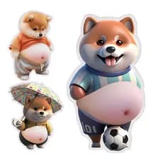 3D SHIBA Inu SQUISHY Barriga Adesivo Para Scrapbooking Engraçado Cão Squeeze Decalques Adesivos De Animais Crianças Meni