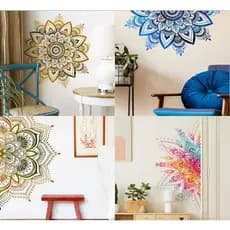 Adesivos de Parede Grande Mandala Flower Adesivos de Parede Decoração de Quarto Adesivos de Parede