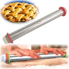 Rolo de Massa Inox Ajustável com Medidas Profissional para Confeitaria, Pizza, Pão e Cozinha