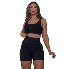 Short Modelador Feminino Em Suplex Encerado Preto do P ao GG Afina Cintura
