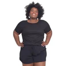 Blusa Feminina Sued Plus Size Casual e Versatil para Todas Ocasiões Camiseta Plus