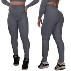 Calça Legging Simples Trabalho Casual Tecido Grosso Preta Cinza