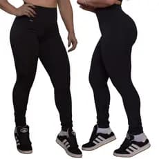 Calça Legging Lisa Tecido Reforçado Estilo Básico Casual Preta e Cinza
