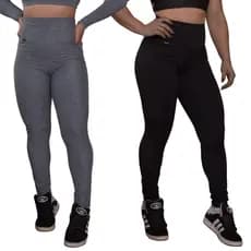 Kit 2 Calças Leeging Básica Lisa Sem Estampa Cores Preta Cinza Casual