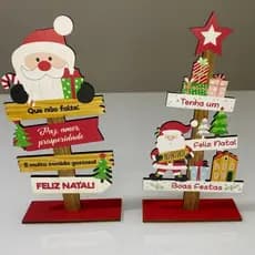 Enfeite De Natal Decoração Árvore De Mesa Em Madeira MDF Natalino
