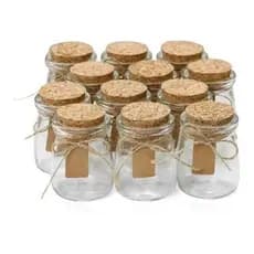 Kit 10/ 20/ 30 Potes Vidro Com Tampa Rolha Cortiça 200ml/100ml Tempero Porta Condimentos Kit 3 Variações