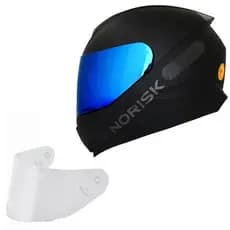 Capacete Masculino Norisk Razor Moto Preto Viseira Azul