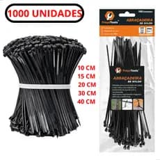 Kit 1000 Mil Abraçadeira de Nylon Cinta Plástica Enforca Gato Branco Preto 10cm 15cm 20cm 30cm 35cm