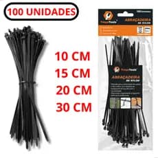 Kit 100 Abraçadeira de Nylon Cinta Plástica Enforca Gato Branco Preto 10cm 15cm 20cm 25cm 30cm 35cm