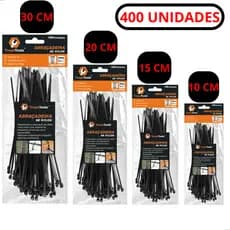 Kit 400 Abraçadeira Enforca Gato De Nylon 100mm x 2,5mm 150mm x 2,5mm 200mm x 2,5mm 300mm x 3,5mm