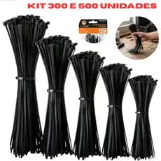 Kit 500 e 300 Unidades Fita Hellerman Cinta Plástica Enforca Gato 5 Tamanhos 30 - 25 - 20 - 15 CM Ultraresistente